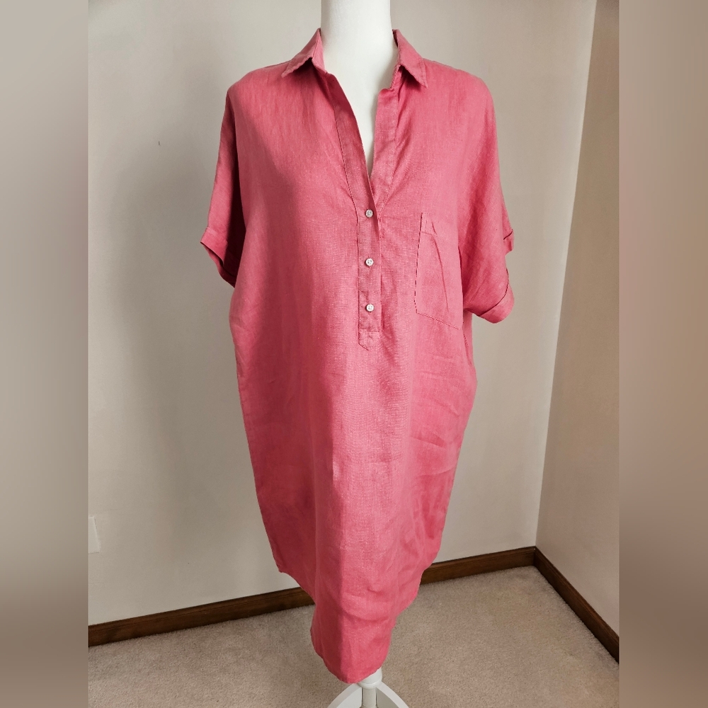 Grayson Size 5(XL) The Artist Short Sleeve Linen Shirtdress Dusty Pink Coastal